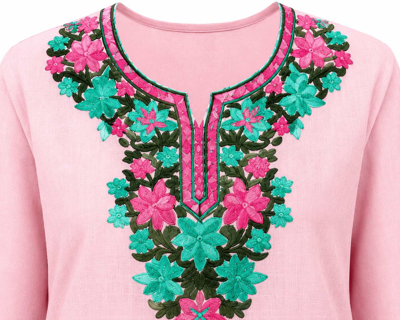 Kashmir Aari cotton Co-Ord Set | Pink